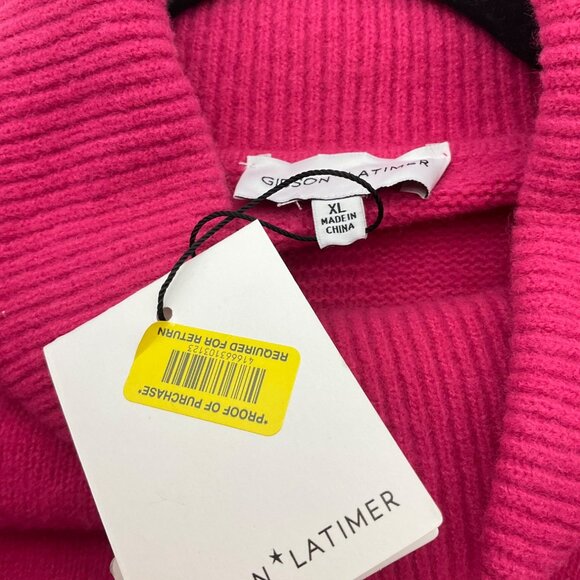 New Gibson LATimer XL Hot Pink Turtleneck Sweater Dress Wool Blend - Picture 3 of 12